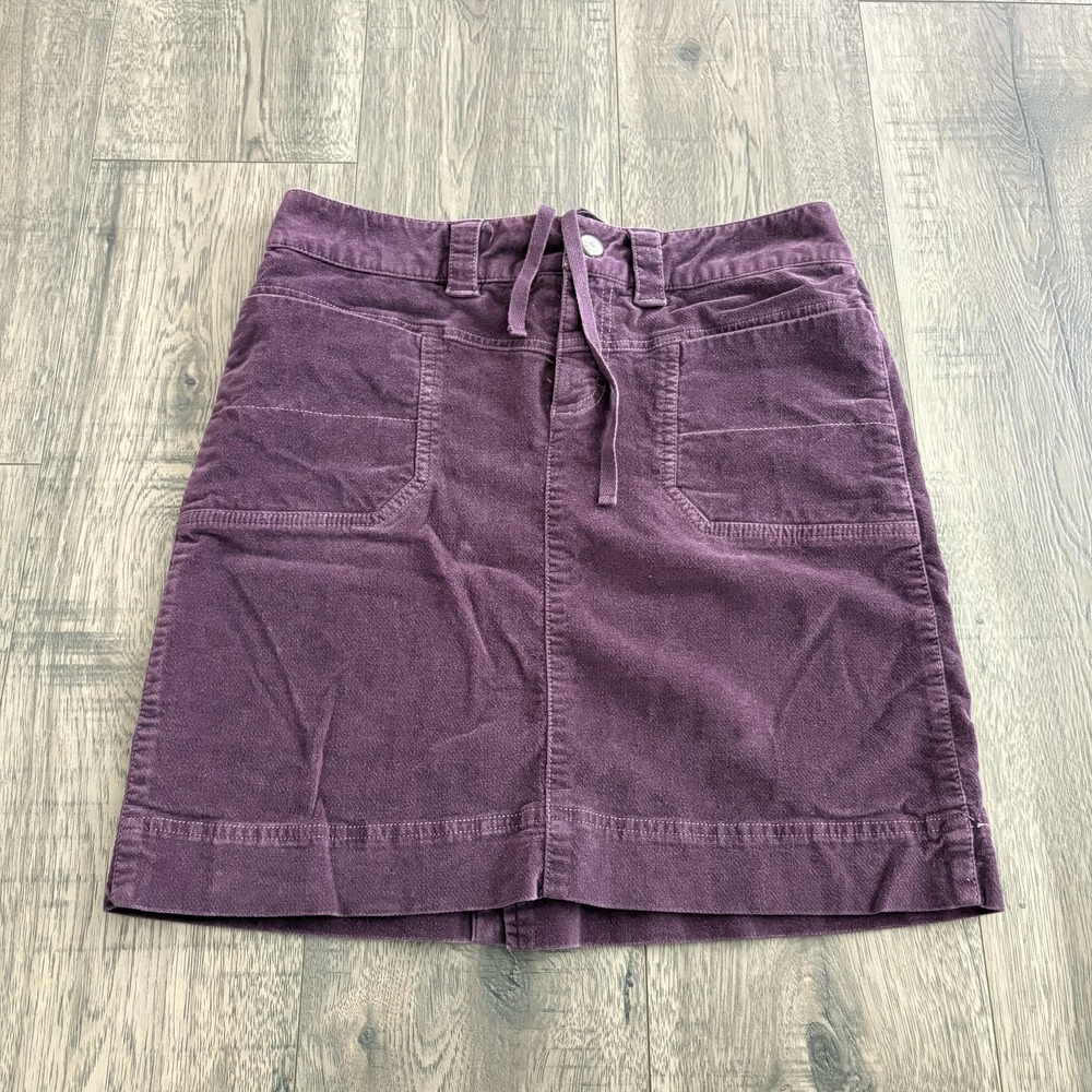 Athleta Skirt Womens 6 Purple Corduroy A-Line Pockets Tie Waist Stretch Skirt